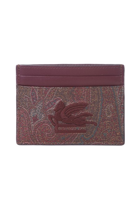 Shop ETRO  Portacarte: Etro porta carte realizzato nell'iconico tessuto Paisley jacquard, decorato dal logo ETRO Pegaso ricamato a filo.
Dimensioni: 10,5 x 8 cm.
Esterno: Tessuto di cotone Paisley jacquard spalmato con grana opaca e doppiato in tela.
Retro: 100% cotone.
Dettagli in PVC.
Finiture: 100% pelle di vitello.
Ricami: 100% poliestere.
Interno: 100% pelle di vitello.
Fodera: 100% nylon.
Cinque spazi porta carte.
Made in Italy.. 1H769 7863-0600